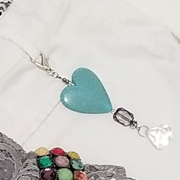 Blue heart Key chain holder Handmade accessories - Picture 3 of 15